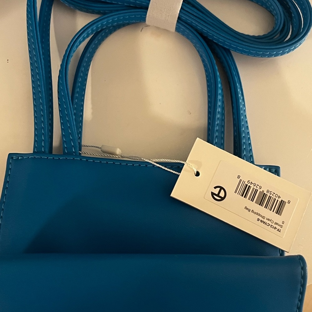 💙 SET NWT TELFAR Cyan blue SET of TWO - medium & small shopping bag totes 💙 - Picture 7 of 14